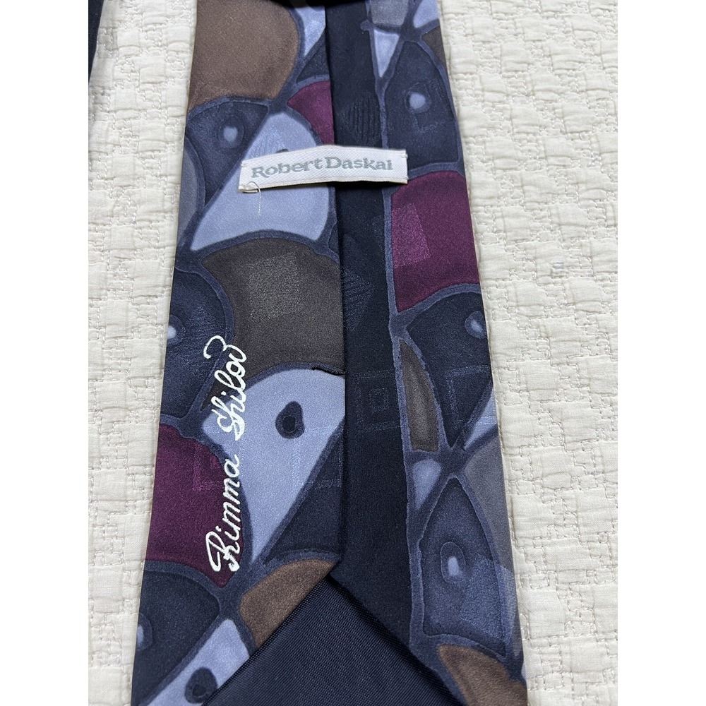 Robert Daskal Hand Painted Silk Tie USA‎ Designer Abstract by Ramma Shila